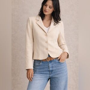 Boxy Cashmere-Blend Blazer Cream